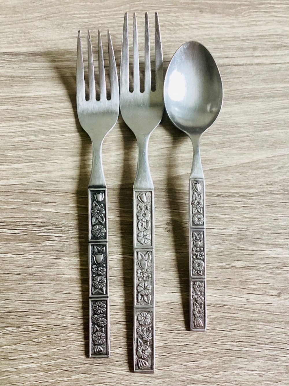 Vintage Northland Stainless Steel Flatware Set Of 3 Spring Fever Floral Japan